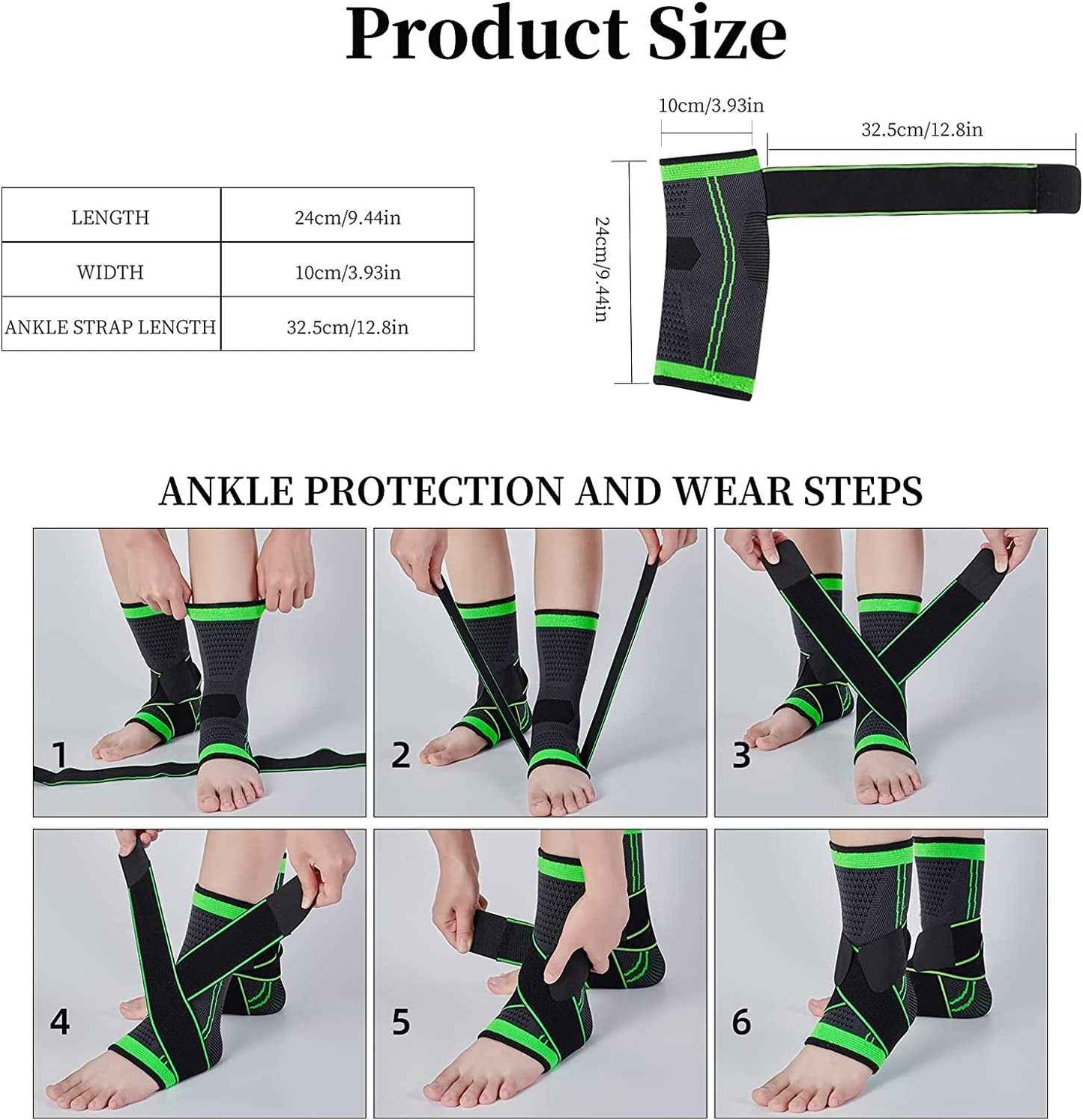 Ankle Support Brace with Adjustable Compression Wrap