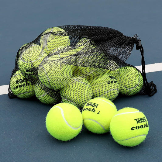 Pressure Training Tennis Balls-12 or 18 Count-Mesh Carry Bag，4 Colors Available，Pressureless Training Exercise Tennis Balls for Beginners.